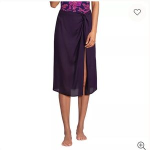 Lands End Purple Wrap Swim Coverup Skirt with Side Slit